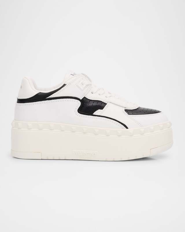 Bicolor Leather Platform Sneakers